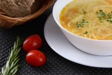 Chicken noodle soupの写真素材