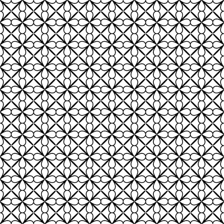 Flower and line geometric seamless pattern. Fashion graphic background design. Modern stylish abstract monochrome texture. Template 4 prints, textiles, wrapping, wallpaper, website VECTOR illustrationのイラスト素材