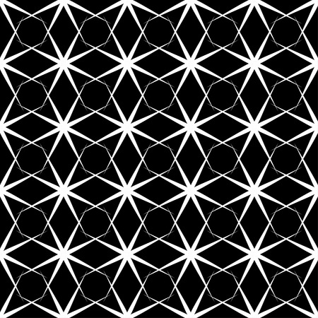 Stars, rhombus geometric seamless pattern. Fashion graphic background design. Modern stylish abstract monochrome texture. Template 4 prints, textiles, wrapping, wallpaper, website VECTOR illustrationのイラスト素材