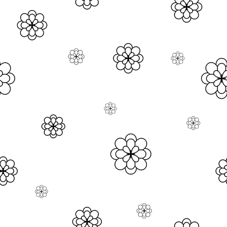 Flowers chaotic seamless pattern. Fashion graphic background design. Modern stylish abstract texture. Monochrome template 4 prints, textiles, wrapping, wallpaper, website etc Stock VECTOR illustrationのイラスト素材