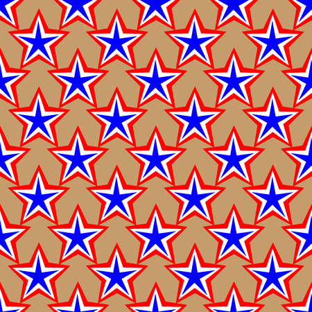 Star geometric seamless pattern. American patriotic stars image in bright red, blue and white. Template for prints, textiles, wrapping, wallpaper, website etc Stock vector illustrationのイラスト素材