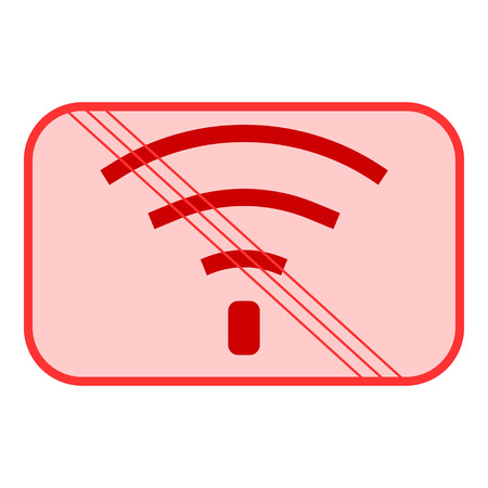 No Wifi sign. Bad internet connection sign. No signal, bad antenna, no wifi, no wireless connection symbol. Wi-fi symbol. Wireless Network icon. No wifi. Red prohibition sign. Stock Vector ilustrationのイラスト素材
