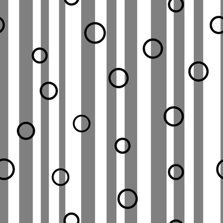 Line and circle chaotic seamless pattern. Fashion graphic background design. Modern stylish abstract monochrome texture. Template for prints, textiles, wrapping, wallpaper, website VECTOR illustrationのイラスト素材