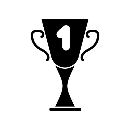 Cup winner sign. Symbol of prize. Monochrome trophy isolated on white background. Achievement win mark. Concept of award. Modern art scoreboard. Stock vector illustrationのイラスト素材