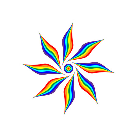 Rainbow flower sign. Colorfur star wavy symbol. Multicolor icon isolated on white background.のイラスト素材