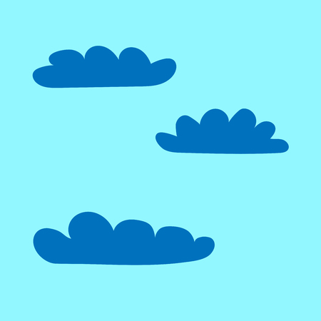 Clouds set sign. Plane icons isolated on blue background. Color weather logo. Cloudscape symbol....