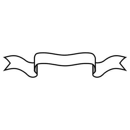 Ribbon white sign. Decoration banner symbol. Monochrome icon isolated on white background. Flag flat mark. Decoration concept. Modern art scoreboard. Stock vector illustrationのイラスト素材
