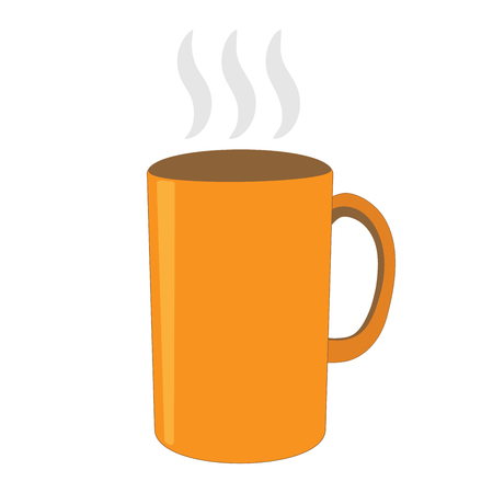 Orange tea cup sign. Image of breakfast element. Beautiful color icon on white background. Hot beverage symbol. Icon for cafe or restaurant menu. Stock vector illustration.のイラスト素材