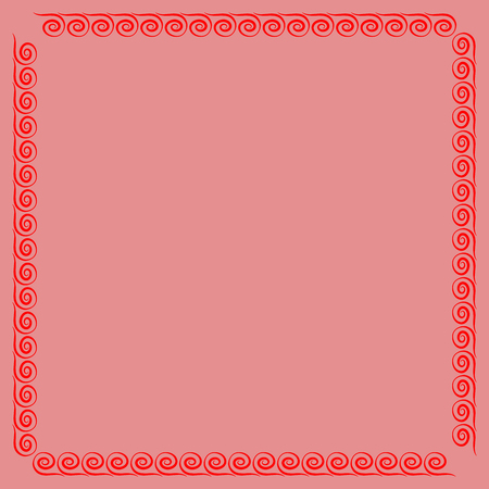 Frame red. Colorful framework isolated on pink background. Decoration concept. Modern art scoreboard. Border from waves. Decoration banner rim. Stock vector illustrationのイラスト素材