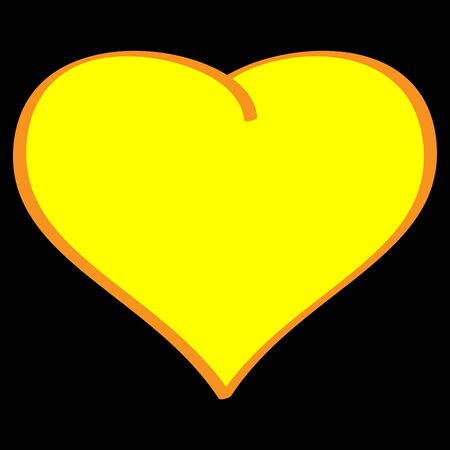 Gold heart sign.  for romantic holiday, celebration. Mark of decoration for love. Lovely symbol. Beautiful colorful icon isolated on black background.Image of romance. Stock vector illustrationのイラスト素材