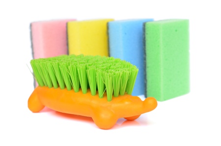 Brush and sponges for cleaning