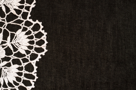 Background with white crochet edgeの写真素材