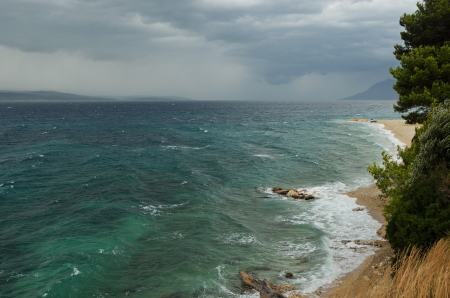 Bad weather on the Adriatic coastの写真素材