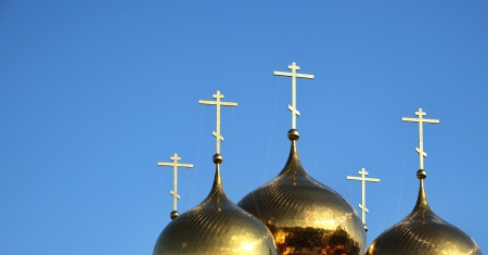 Golden domes of the Orthodox churchの写真素材