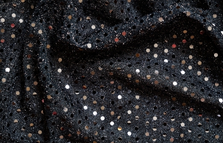 Black fabric with lurex and sequinsの写真素材