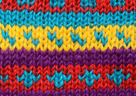 Closeup of colorful knitted background の写真素材
