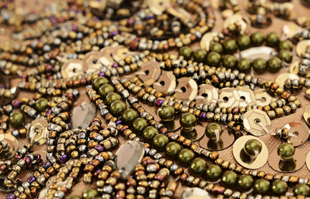 Embroidery with beads for backgroundの写真素材