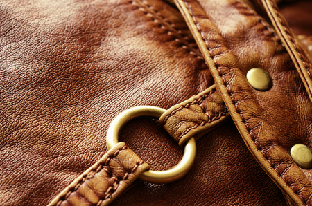 Brown artificial leather bag part for backgroundの写真素材