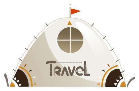 Tourist tent for travel and camping is isolated.のイラスト素材