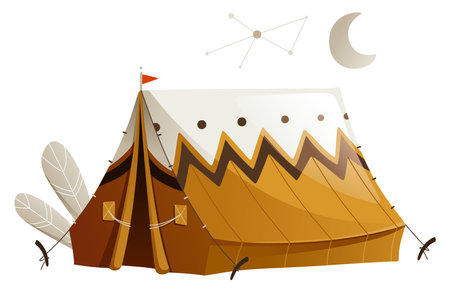 Tourist tent for travel and camping is isolated.のイラスト素材