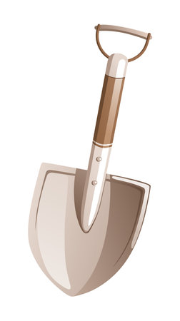 Illustration of an iron shovel with a wooden handle.のイラスト素材