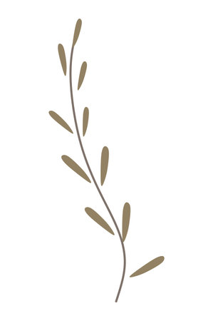 Illustration of a simple twig with leaves.のイラスト素材