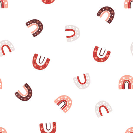Rainbow seamless pattern, lovely romantic background, great for Valentines Day, Mothers Day, 8 March, textiles, wallpapers, banners - vector designのイラスト素材