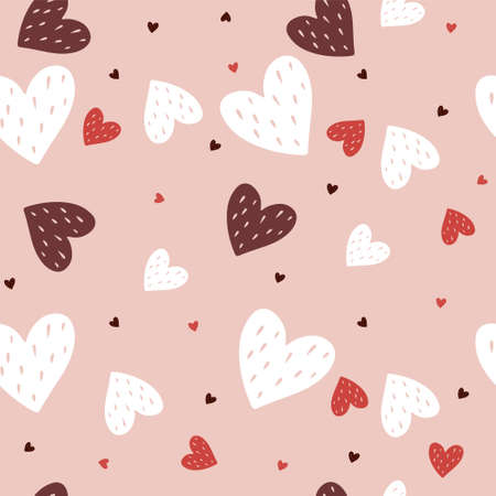 Hearts seamless pattern, lovely romantic background, great for Valentines Day.のイラスト素材