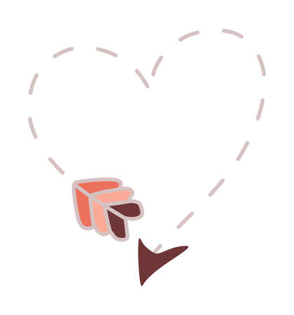 Curved dotted arrow with red heart-shaped tip great for Valentines Day, March 8のイラスト素材