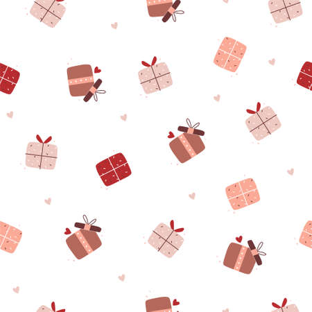 Gifts seamless pattern, lovely romantic background, great for Valentines Day.のイラスト素材
