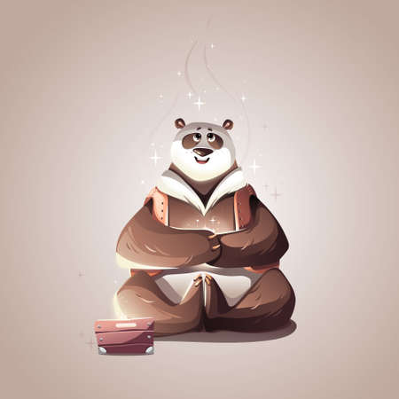 Detailed illustration of a meditating big pandaのイラスト素材