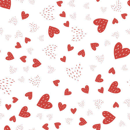 Valentine day celebration of beautiful love seamless vector background flat hearts patternのイラスト素材