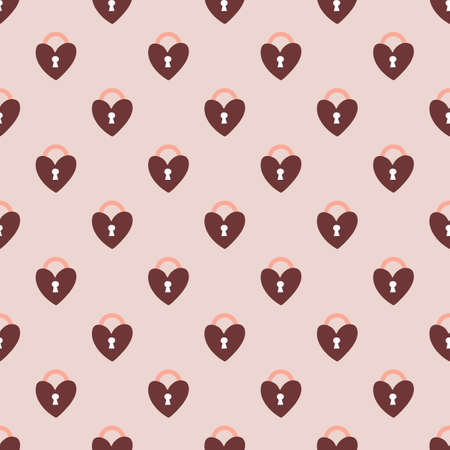 Vector seamless pattern Happy Valentines Day Heart with chain on the padlock. Romantic background....