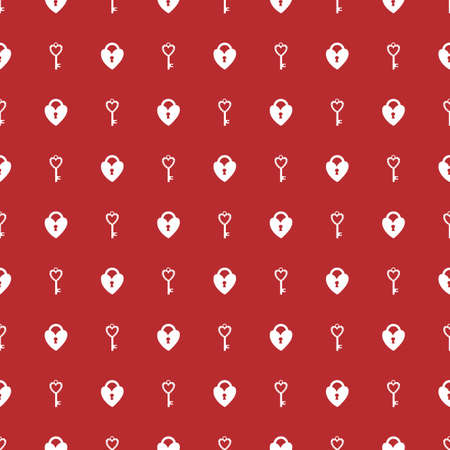 Vector seamless pattern Happy Valentines Day Heart with chain on the padlock. Romantic background. Love, relationship, dating concept. Greeting card. Design for banner, poster or print.のイラスト素材