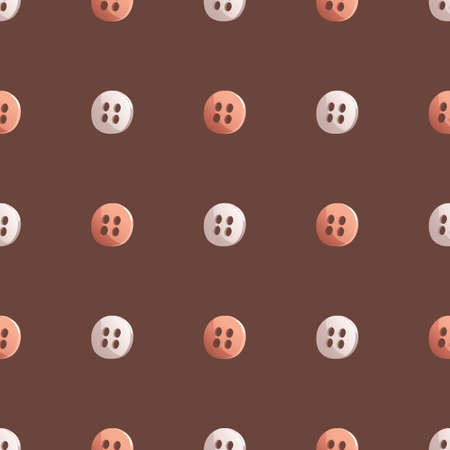 Seamless button pattern on brown background. It is perfect for packaging design and sewing-themed websites.のイラスト素材