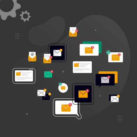 Set of notification icons, chat, correspondence, messenger, message, letter. Speech bubble vector icon for apps and websitesのイラスト素材