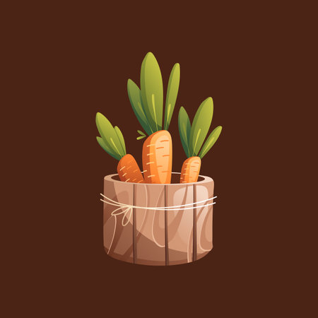 Orange Cartoon Carrot In a Barrel Vector Illustrationのイラスト素材