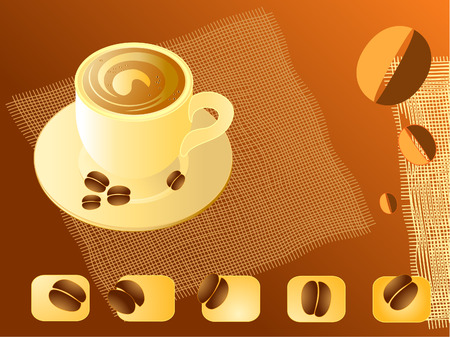 illustration of a cup of coffee and cereal coffee napkinsのイラスト素材