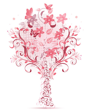 pink vintage treeのイラスト素材