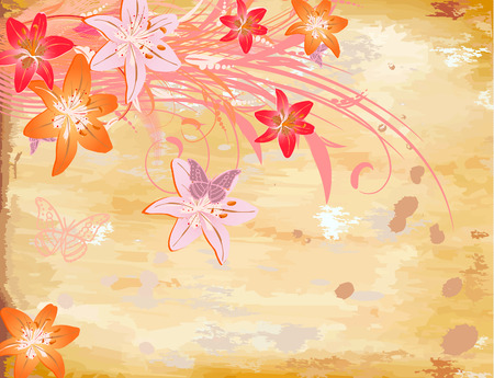 old paper with flowersのイラスト素材