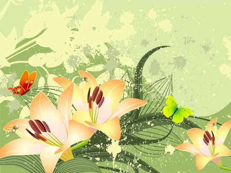 pattern golden liliesのイラスト素材