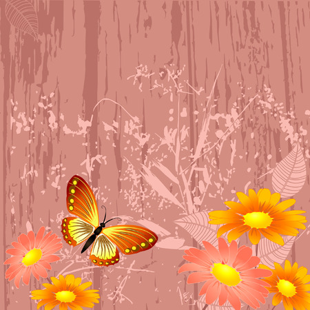 grunge background with flowersのイラスト素材