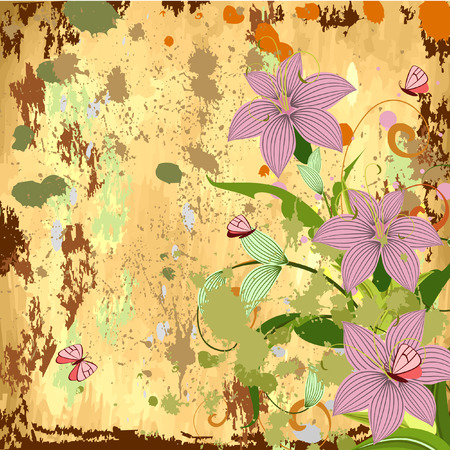 grunge floral backgroundのイラスト素材