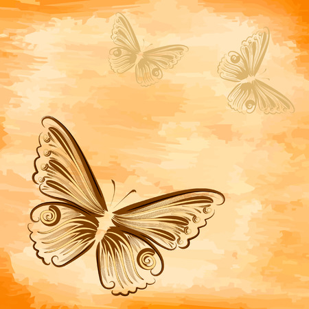 grunge background with a butterflyのイラスト素材