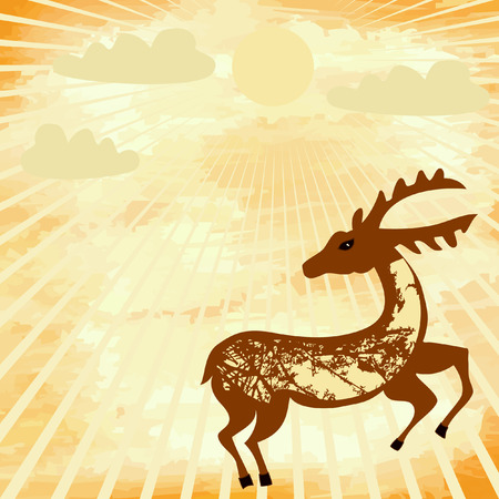 grunge background with a deerのイラスト素材