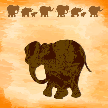 grunge background elephantsのイラスト素材