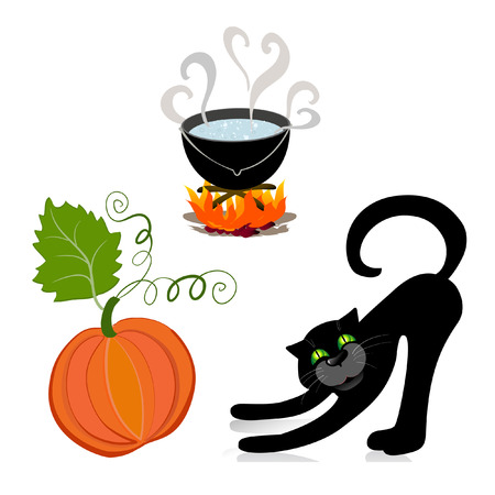 pumpkin cat cauldronのイラスト素材