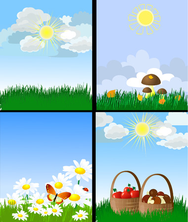 set of natural landscapesのイラスト素材