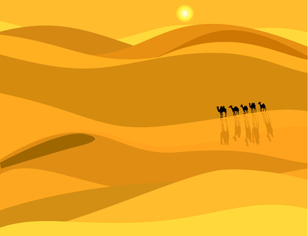 Camel caravan in the desertのイラスト素材