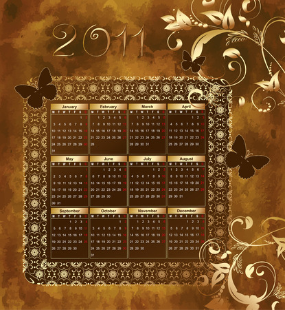 Calendar for 2011 grunge patternのイラスト素材